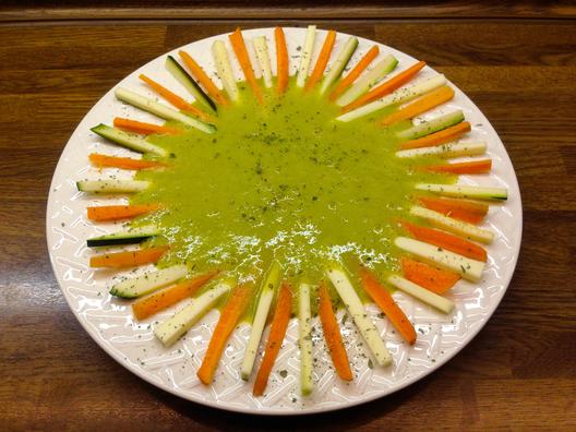 Vegetarián - tyčinky s mandarinky - petrželovou omáčkou